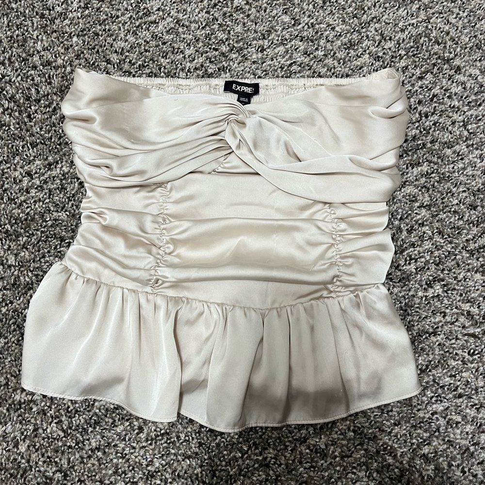 Express Satin Twist Front Peplum Tube Top size Medium